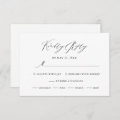 Elegant Black White Modern Script Weddenschap RSVP Kaartje (Voorkant / Achterkant)