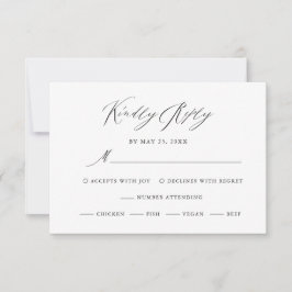 Elegant Black White Modern Script Weddenschap RSVP Kaartje