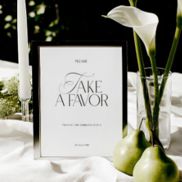 Elegant Black & White Modern Wedding Favor Sign
