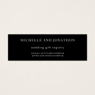 Elegant Black & White Modern Wedding Gift Registry Mini Visitekaartjes