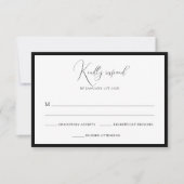 Elegant Black & White Monogram Bordered Wedding RSVP Kaartje (Voorkant)