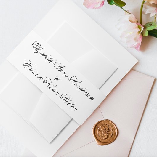 Elegant Black White Monogram Calligraphy Wedding Uitnodigingen Wikkel