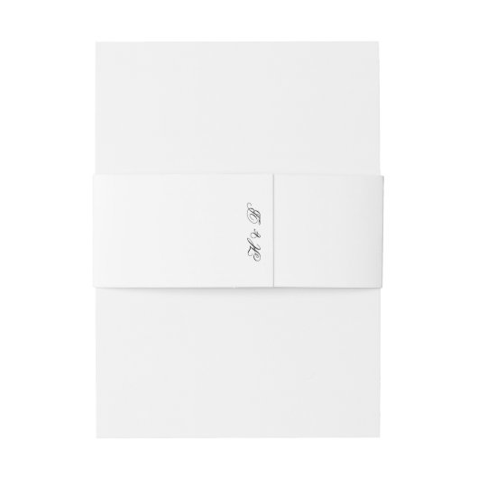 Elegant Black White Monogram Calligraphy Wedding Uitnodigingen Wikkel (Achterkant Voorbeeld)