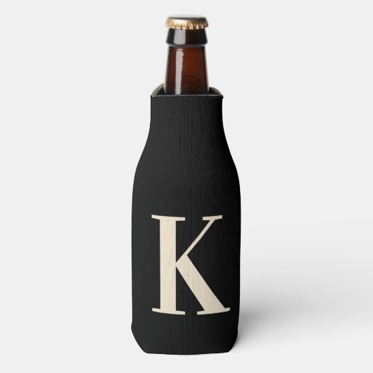 Elegant Black &White Monogram Flesjeskoeler (Fles Voorkant)