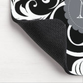 Elegant Black White Monogram Floral Wallpaper Muismat (Hoek)