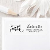 Elegant Black & White Monogram Initiaal Etiket (Insitu)