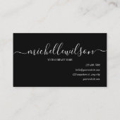 Elegant Black White Monogram Initial Script Name Visitekaartje (Achterkant)