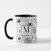 Elegant Black White Monogram Mok (Links)