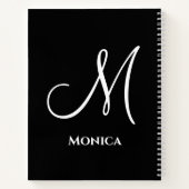 Elegant black &white monogram  notitieboek (Achterkant)