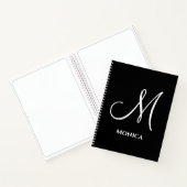 Elegant black &white monogram  notitieboek (Binnen)