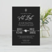 Elegant Black White Monogram op laatste bruiloft Kaart (Staand voorkant)