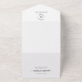 Elegant Black White Monogram QR Code Foto bruiloft All In One Uitnodiging (Buitenkant)