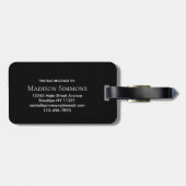 Elegant Black White Monogram Script Name Stylish Bagagelabel (Achterkant horizontaal)