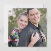 Elegant Black/White Monogram Square Photo Weduwen Kaart (Achterkant)