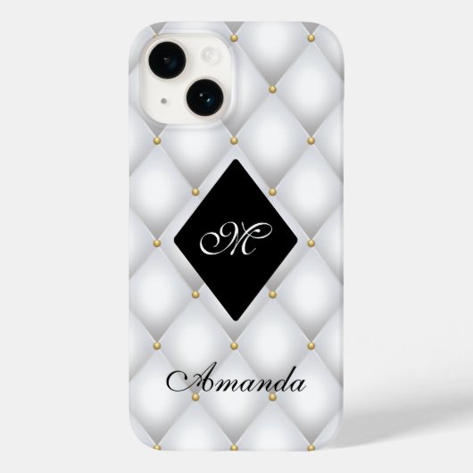 Elegant Black White Monogram Tufed Case-Mate iPhone Case (Achterkant)