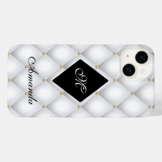 Elegant Black White Monogram Tufed Case-Mate iPhone Case (Achterkant (horizontaal))