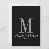 Elegant Black White Monogram Weddenschap Kaart (Voorkant)
