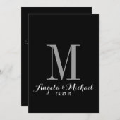 Elegant Black White Monogram Weddenschap Kaart (Voorkant / Achterkant)