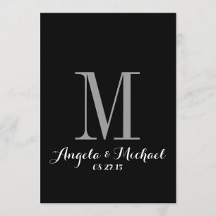 Elegant Black White Monogram Weddenschap Kaart
