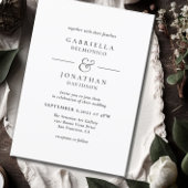 Elegant Black White Monogram Weddenschap Kaart