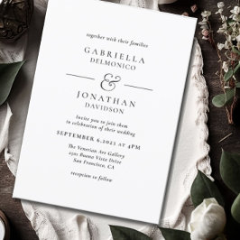 Elegant Black White Monogram Weddenschap Kaart