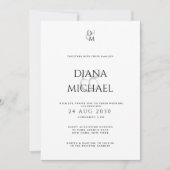 Elegant Black&White Monogram Wedding Photo Kaart (Voorkant)