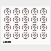 Elegant Black & White Monogram Wedding Seal Red Ronde Sticker (Vel)