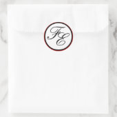 Elegant Black & White Monogram Wedding Seal Red Ronde Sticker (Tas)
