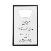 Elegant Black White Monogram Wedding Seating Chart Creditkaart Flessenopener (Achterkant)