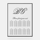 Elegant Black White Monogram Wedding Seding Chart Acryl Bord (Voorkant)