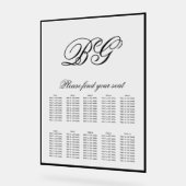 Elegant Black White Monogram Wedding Seding Chart Acryl Bord (Hoek)