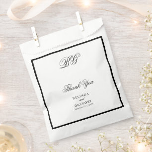 Elegant Black White Monogram Wedding Seding Chart Bedankzakje