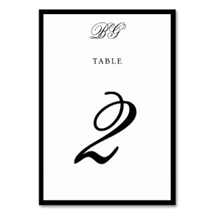 Elegant Black White Monogram Wedding Seding Chart Kaart
