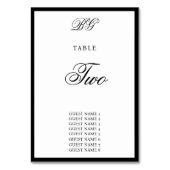 Elegant Black White Monogram Wedding Seding Chart Kaart (Voorkant)
