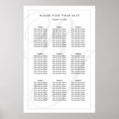 Elegant Black White Monogram Wedding Seding Chart Poster (Voorkant)