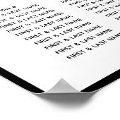 Elegant Black White Monogram Wedding Seding Chart Poster (Hoek)