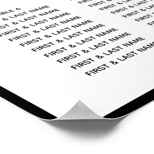 Elegant Black White Monogram Wedding Seding Chart Poster (Hoek)