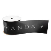 Elegant Black White Name Heart Kerstcadeau Satijnen Lint (Spoel)