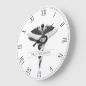 Elegant Black White Noble Classy Medical Caduceus Grote Klok (Hoek)