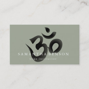 Elegant Black & white Om Logo Yoga Visitekaartje