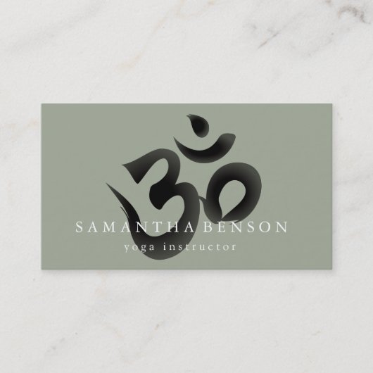 Elegant Black & white Om Logo Yoga Visitekaartje (Voorkant)