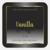 Elegant Black White Ombre Product Label Gold Lijst (Voorkant)