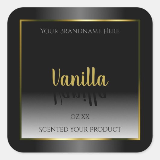 Elegant Black White Ombre Product Label Gold Lijst (Voorkant)