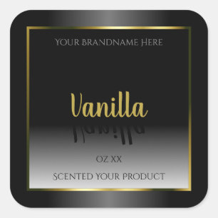 Elegant Black White Ombre Product Label Gold Lijst