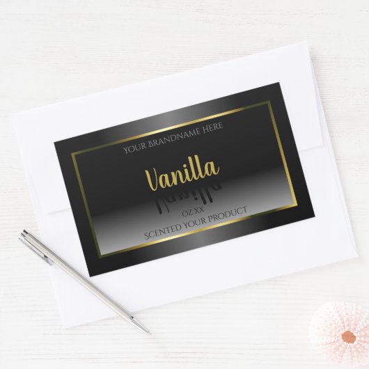 Elegant Black White Ombre Product Label Gold Lijst (Envelop)