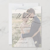Elegant Black & White Overlay Photo Wedding Kaart (Voorkant)