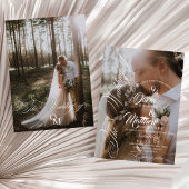 Elegant Black & White Overlay Photo Wedding Kaart