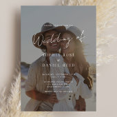 Elegant Black & White Overlay Photo Wedding Kaart