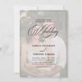 Elegant Black & White Overlay Photo Wedding Kaart (Voorkant)