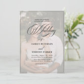 Elegant Black & White Overlay Photo Wedding Kaart (Staand voorkant)